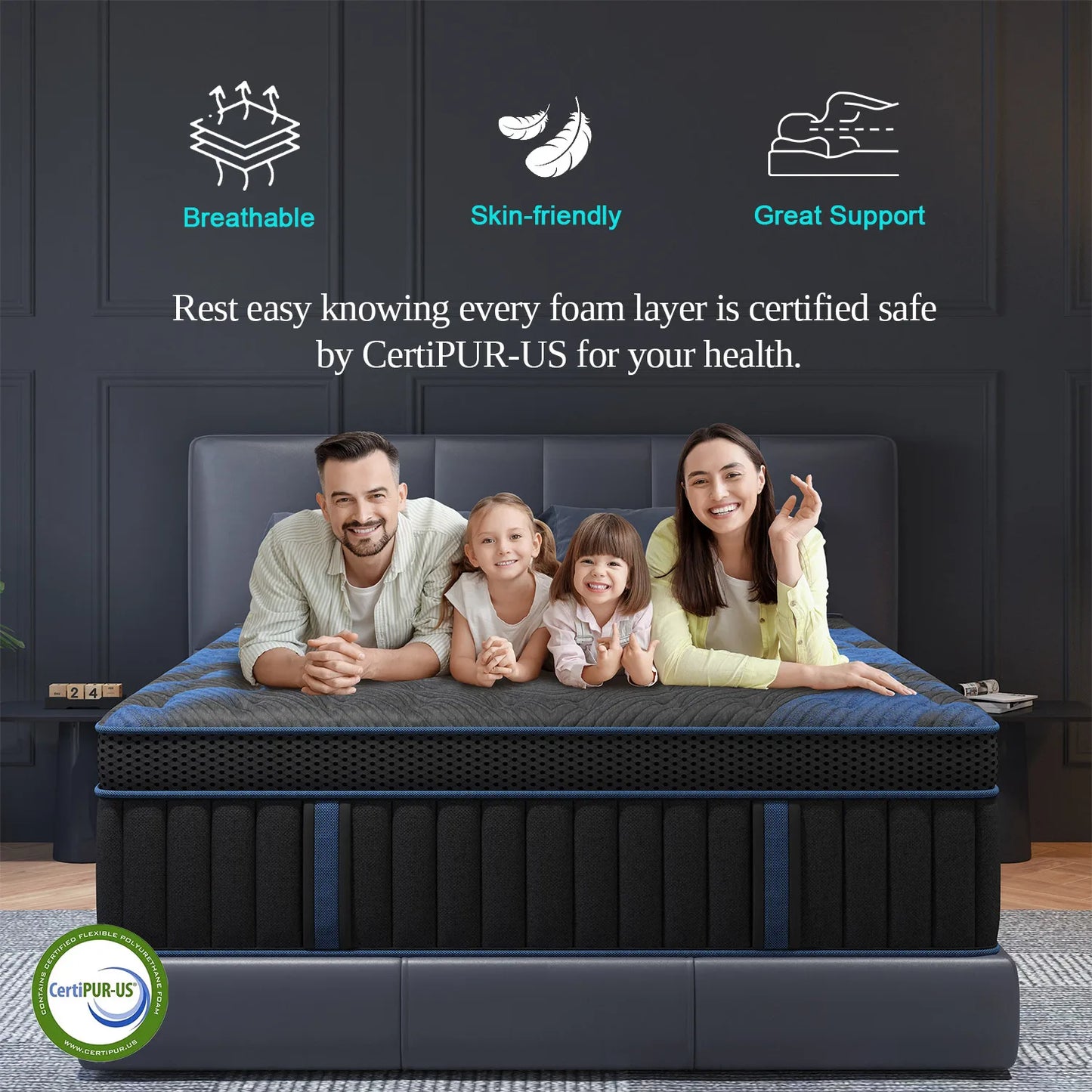 Twin Full Queen King Mattress in A Box, 12/14 Inch Hybrid Memory Mattresses Euro Top Medium Firm for Back & Lumbar Support