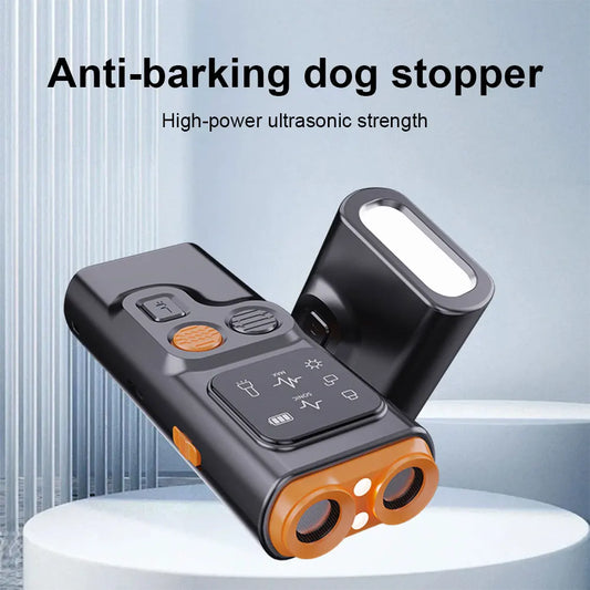 Rechargeable Sonic Dog Repeller with High-Frequency LED Flashlight Anti Dog Bark Deterrent Device Anti-Barking Device