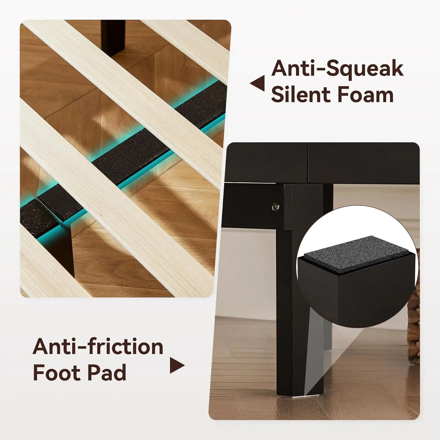 Solid Wood Bed Frame Queen Size, Wooden Retro Style Queen Bed Frame with Headboard and Footboard, Heavy Duty Bed Frame