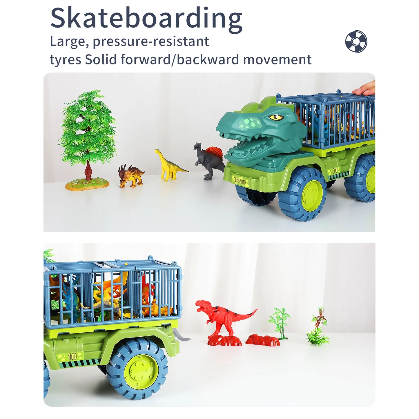 Super Large Inertia Sliding Dinosaur Construction Vehicle Transport Car Tyrannosaurus Rex Baby Crib Toy Set for Boys and Girls