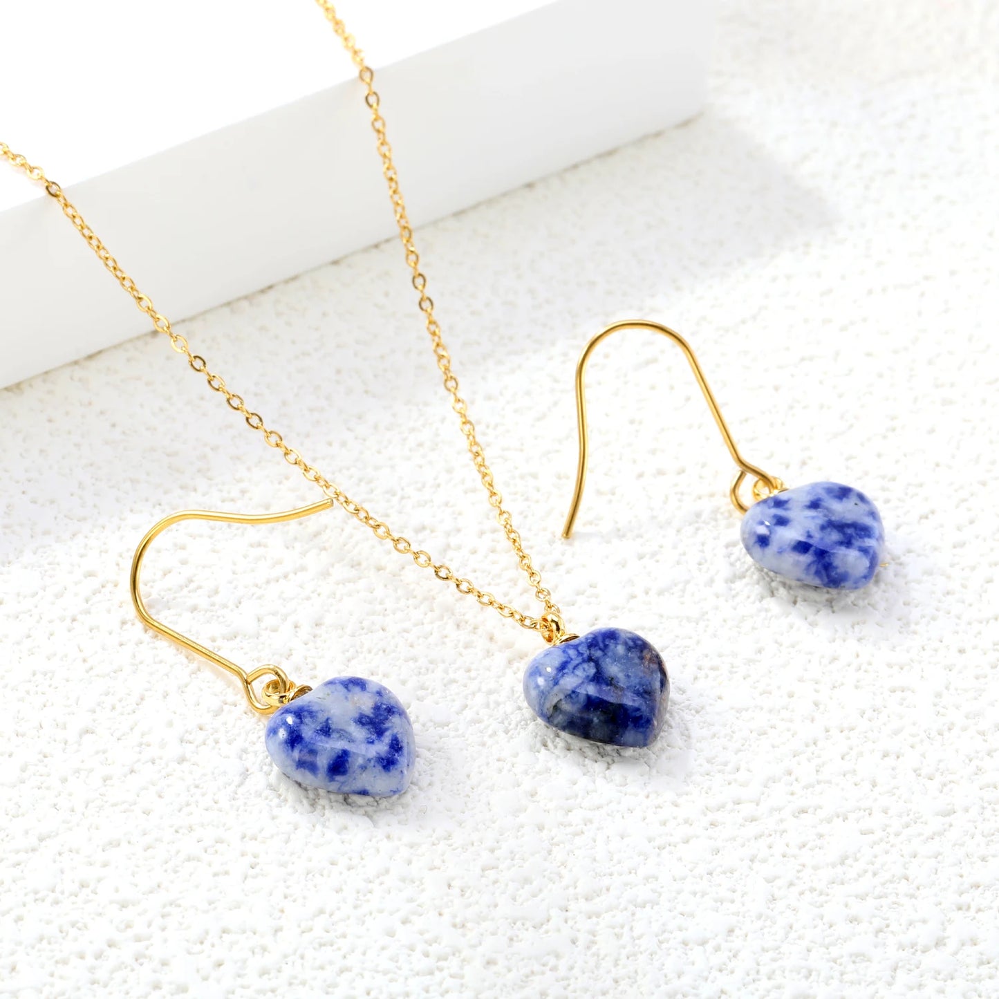 LUXUKISSKIDS Romantic Sweet Heart Jewelry Sets for Woman/Ladies Stainless Steel Love Pendant Peach Hearts Necklace Earrings Gift