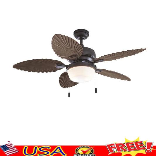 52 Inch Industrial Ceiling Fan with 5 Leaf Blades LED Light Quiet Performance Indoor Outdoor Use Reversible Airflow Adjustable