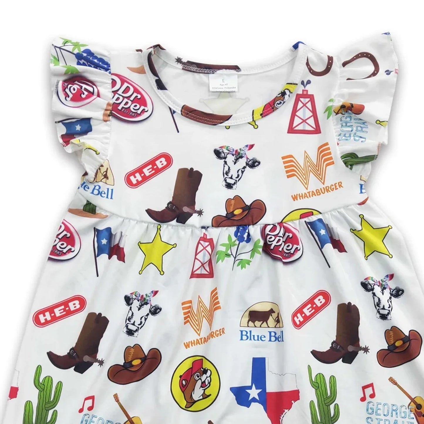 Baby Girls Western Pearl White Knee Length Dresses