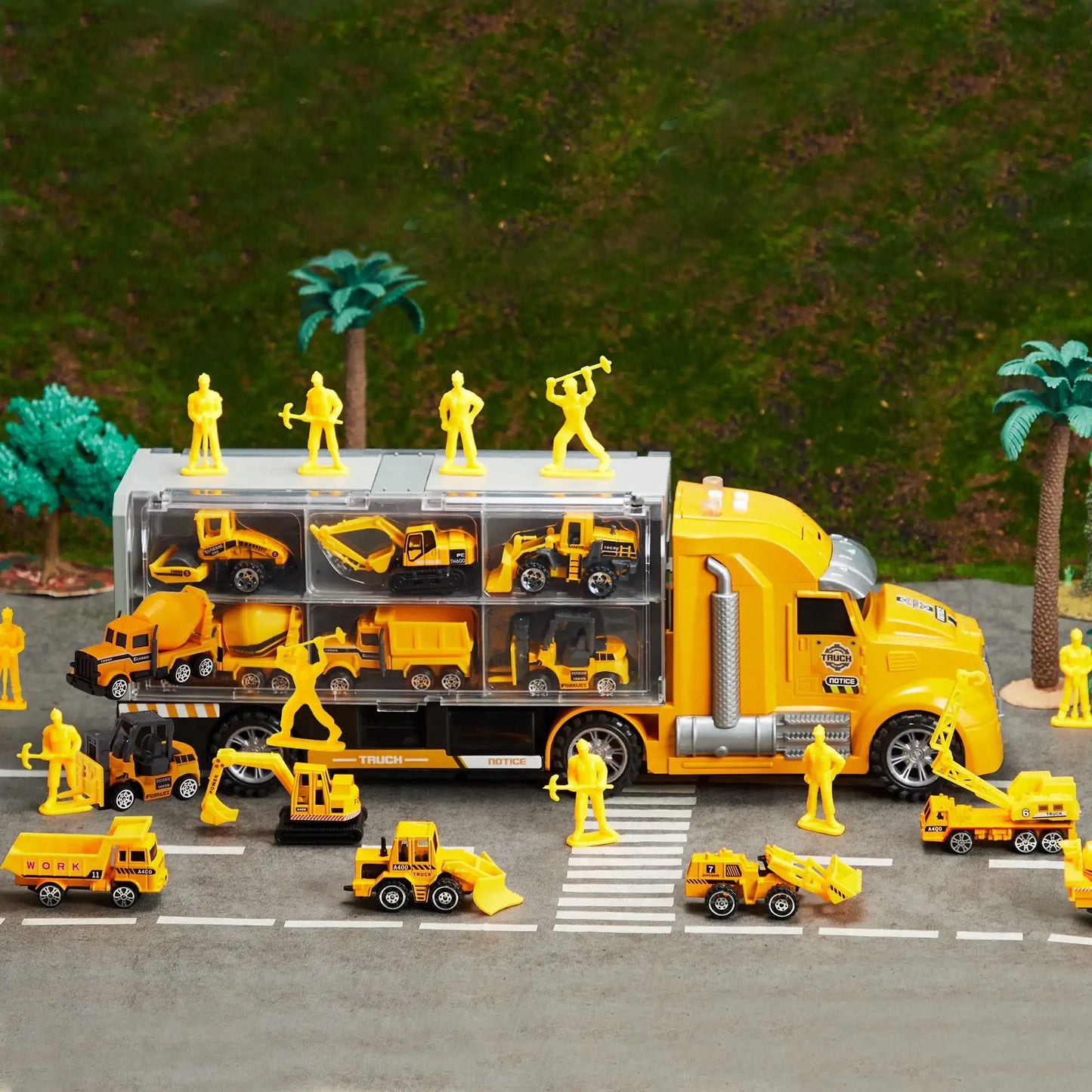 Joyfy 25 in 1 Die-cast Construction Big Truck Toys Car Transporter Storage Truck  for Kids Boys Girls Birthday