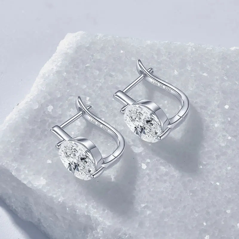 OXTAO 2ct Moissanite Solitaire Stud Earrings Certified 925 Sterling Silver Drop Hoop Earrings Spakling D Color Female Jewelry