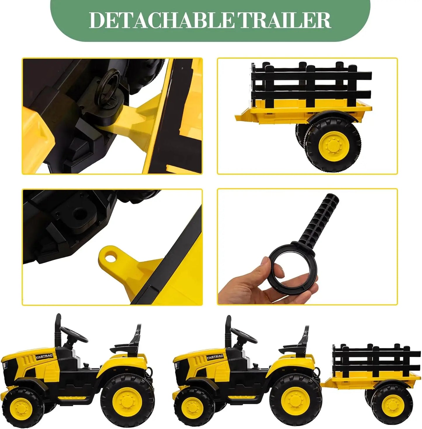 12V Battery Powered Kids Ride On Tractor Toys with Remote Control 35W Dual Motors Bluetooth Music 3-Gear Shift Safety Belt 3-6Y