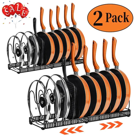 2 Pack Expandable Pot Lid Rack Organizer, Pans Organizer Rack, Pots and Pans Organizer Rack Cookware Set Organizer