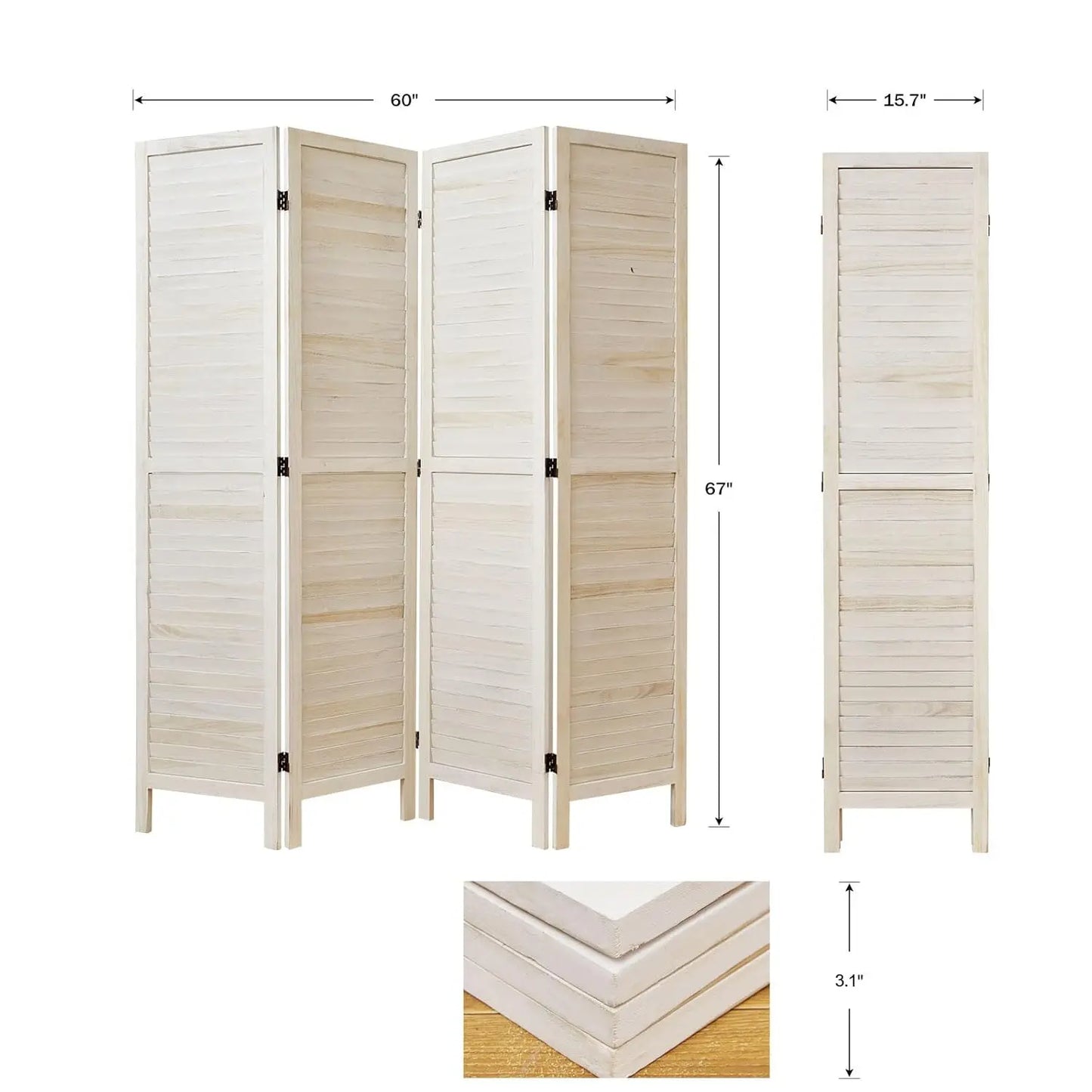 Room Dividers and Folding Privacy Screens, Wood Louvered Separators Divider Wall for Home Office Bedroom - 4, Customized