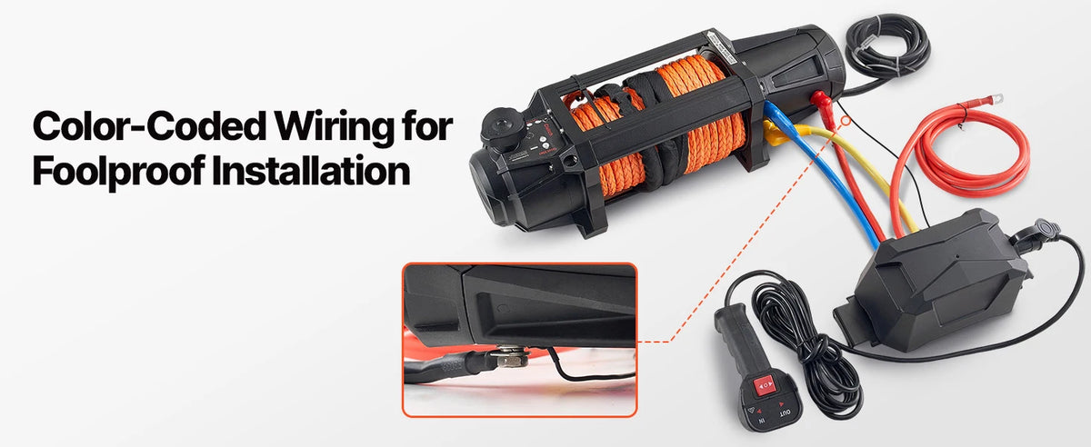 SucceBuy 10000 12000 13500 Lb 12V Electric Winch With 90 Ft Synthetic Rope