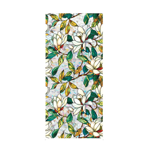 Static Cling Decor Window Film, Vivid Plant Flower Stained Glass Window Decals Sticker Sunscreen Window Clings For Room Kitchen