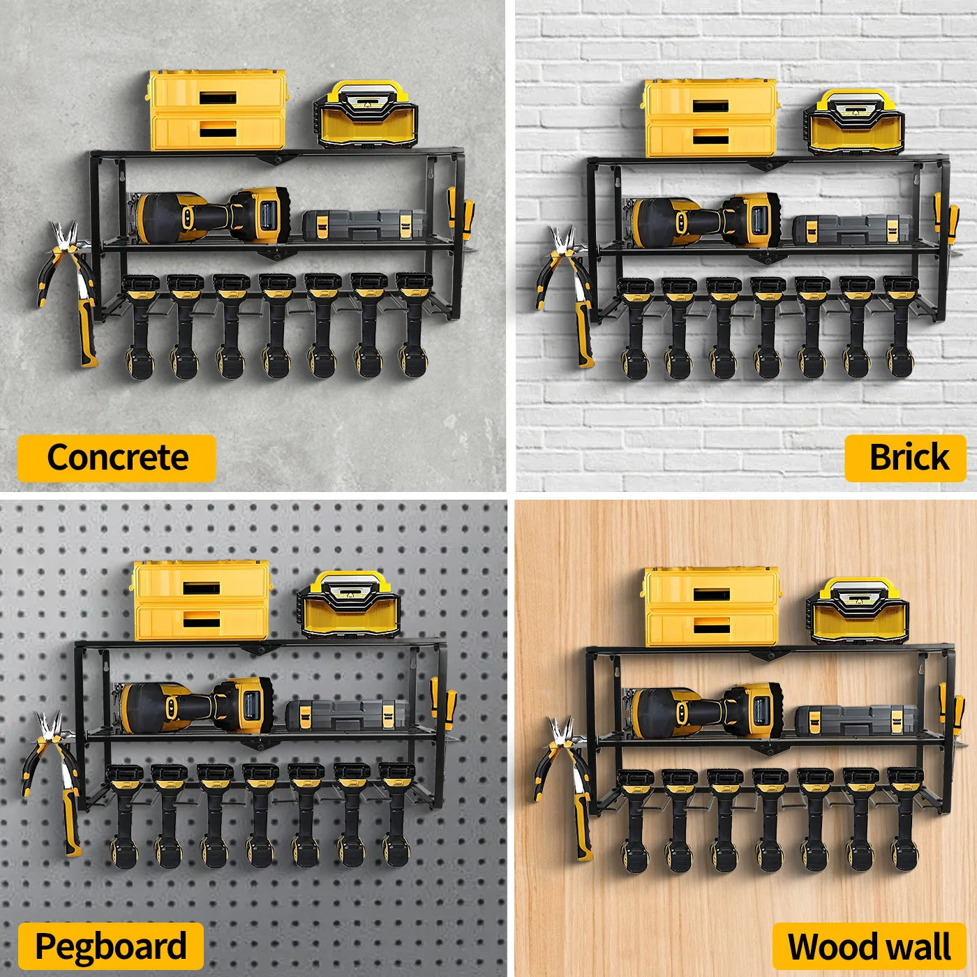 Power Tool Organizer for Tool Storage, Drill Holder Wall Mount with Charging Station, Tool Holder and Storage Rack for Garage Or