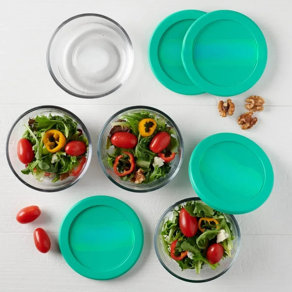 2 cups glass storage containers with LIDS, set of 4 glass food storage containers with mint comfort LIDS