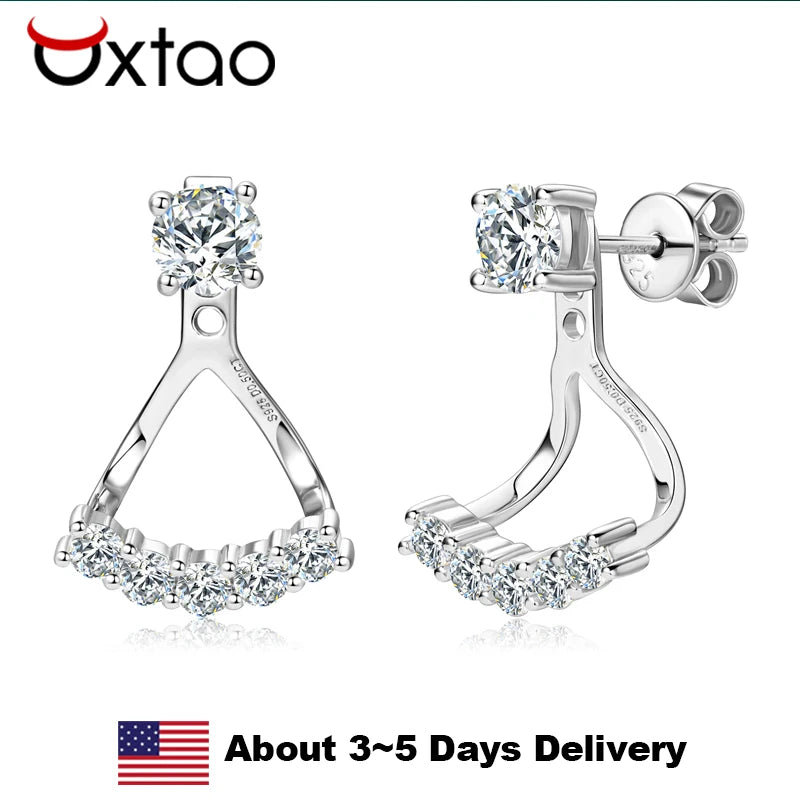 Versatile Earrings Jacket for Women 925 Sterling Silver Moissanite Front Back Double Sided Stud Earrings Temperament Jewelry