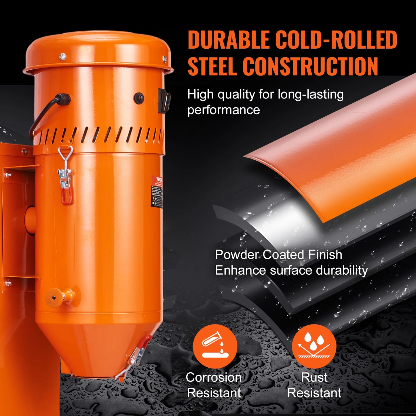 SucceBuy Dust Collection System 1.6-HP Dust Collector Media Reclaimer w/ 1.8 Gal Capacity-Universal Fit for Sandblaster Cabinets