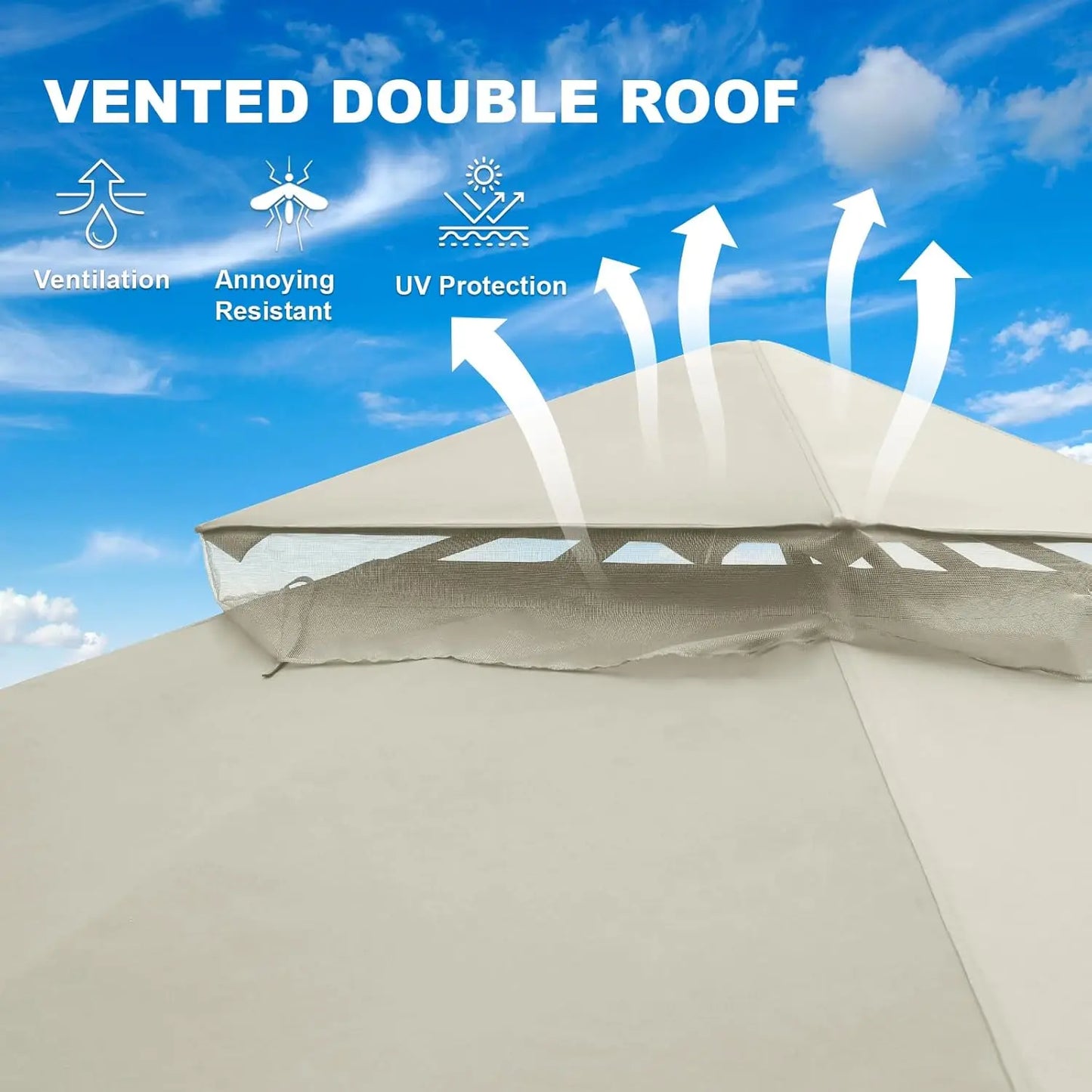 Customized Patio Gazebo Tent, Comfortable Soft Fabric Top With Complete Netting Ideal For Outdoor Rest & Entertainment