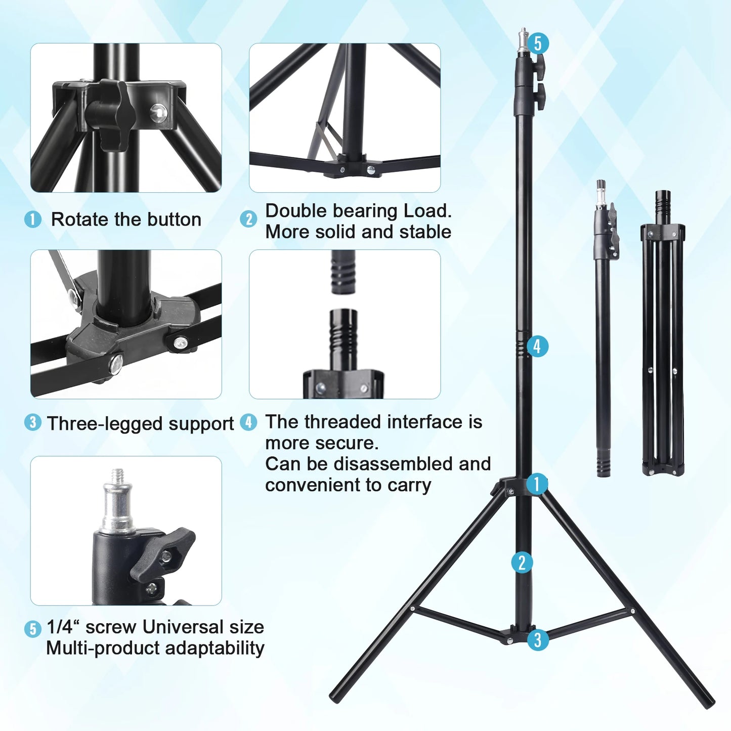 10" Ring Light with Handle & 160cm Tripod Stand - 3 Color LED Modes, Wired Control, 360° Adjustable Phone Holder