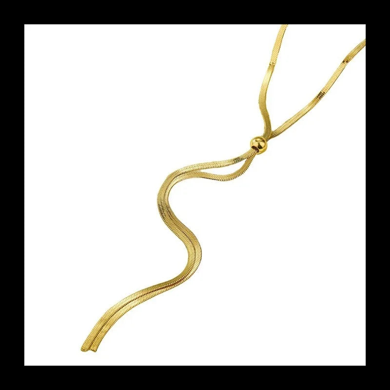 New Niche Light Luxury Style Can Be Pulled Long Necklace Fashionable Versatile High Sense Snake Bone Chain