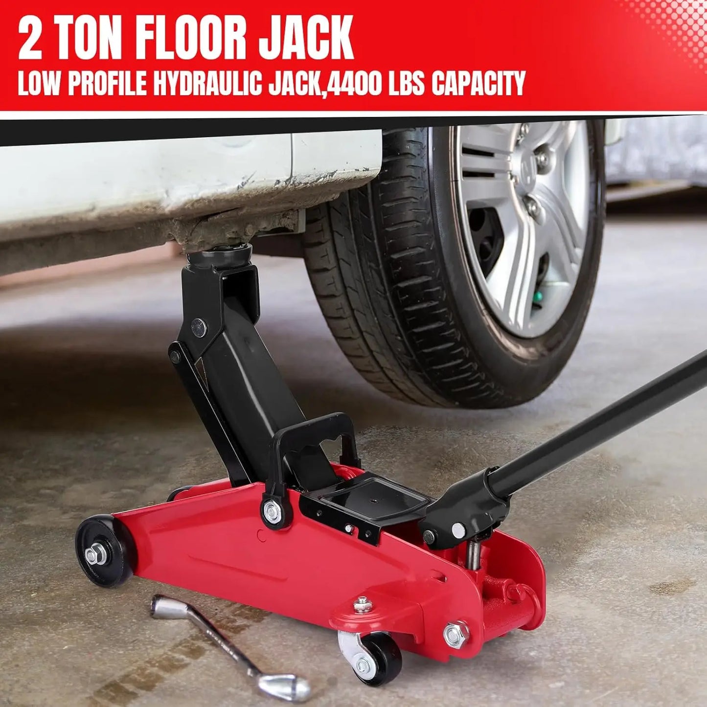 2 Ton Low Profile Floor Jack Heavy Duty With Single Piston Quick Lift Pump Steel Car Jack Adjustable Height 3.35"-13"