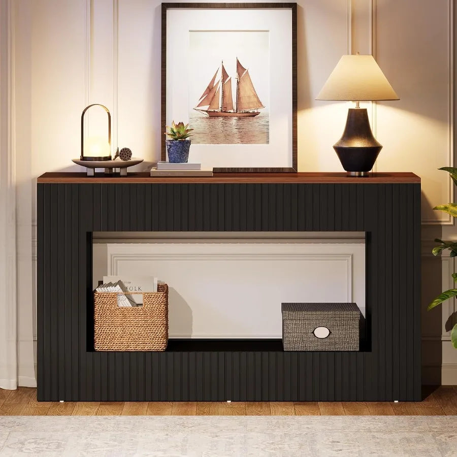 Modern Console Table 55Inch Wood Entryway Table with Storage rrow Long Sofa Table Behind Couch Table for Living Room Foyer Hall