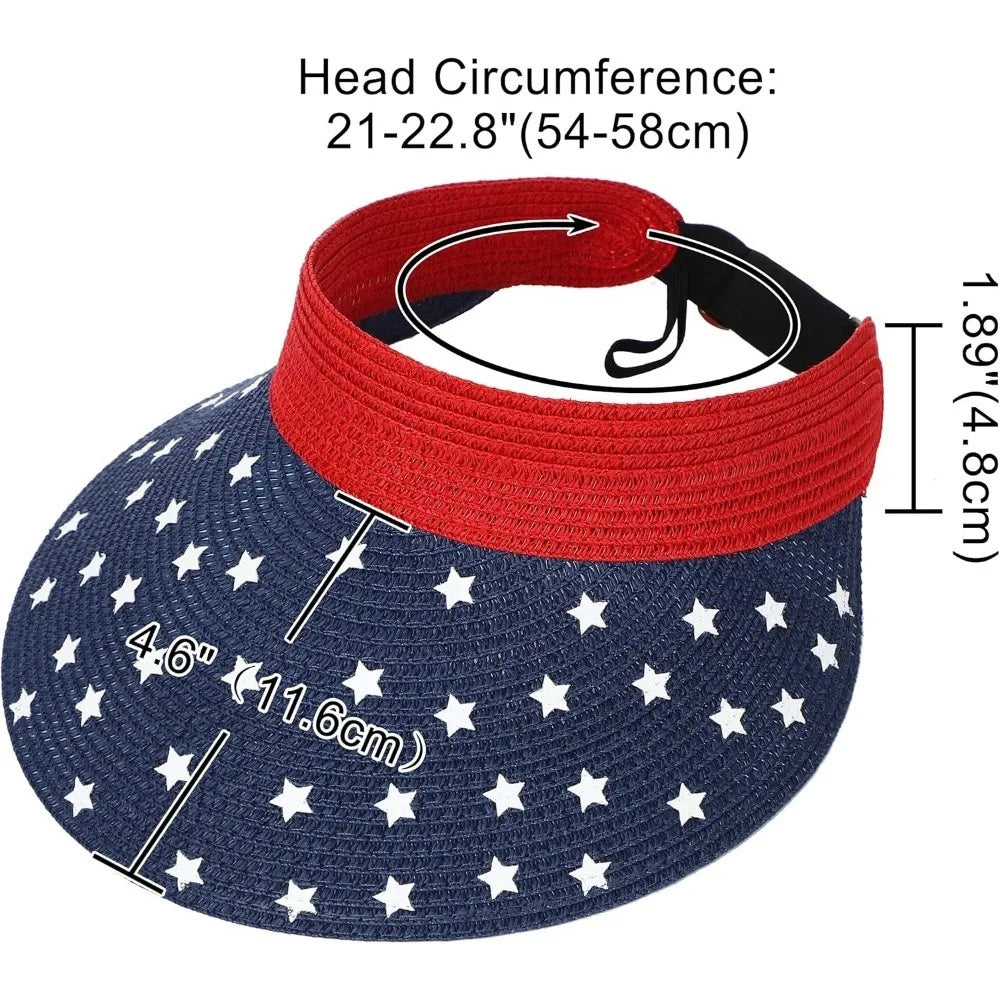 Womens Sun Hat Straw Visor UV Protection Wide Brim Packable Travel Summer Cap for Beach