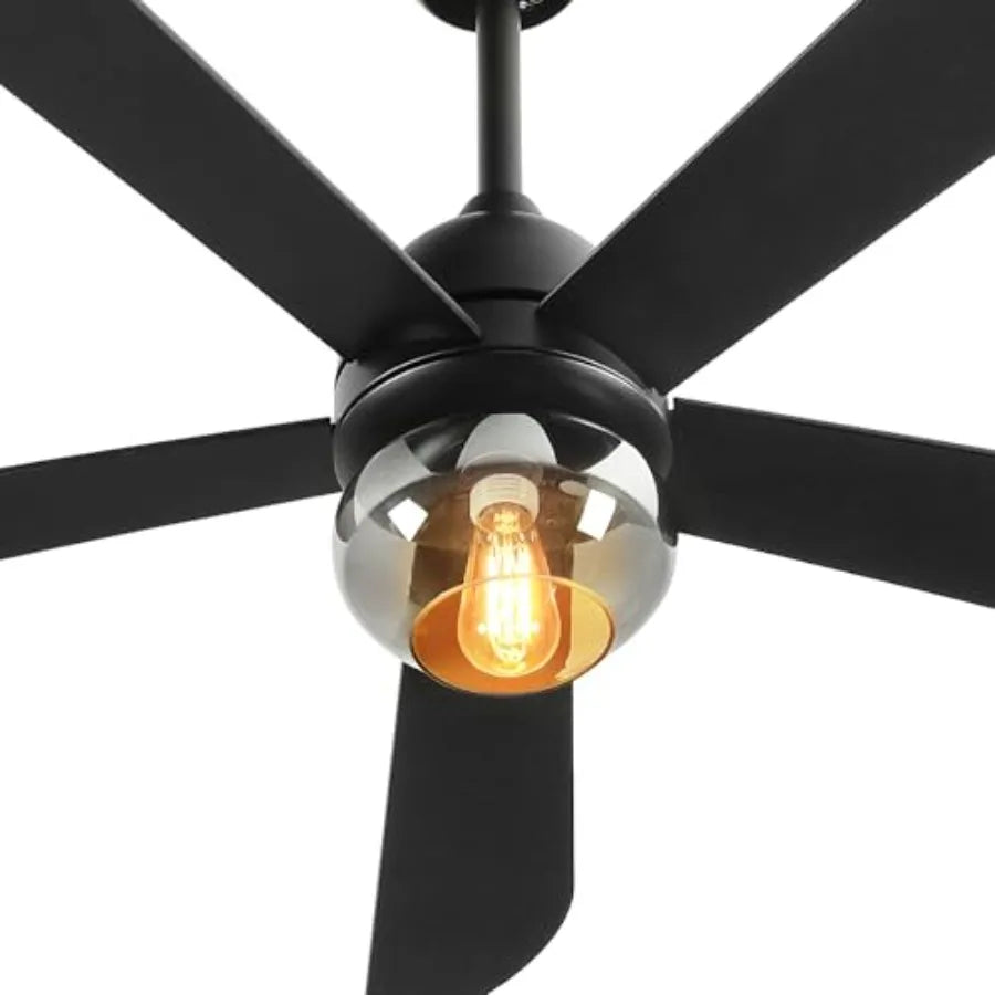 Ceiling Fans with Lights, Unique Designs for Glass Lampshade and Fan Blades, Ceiling Fan, 6 Speeds, Reversible Quiet DC Motor F