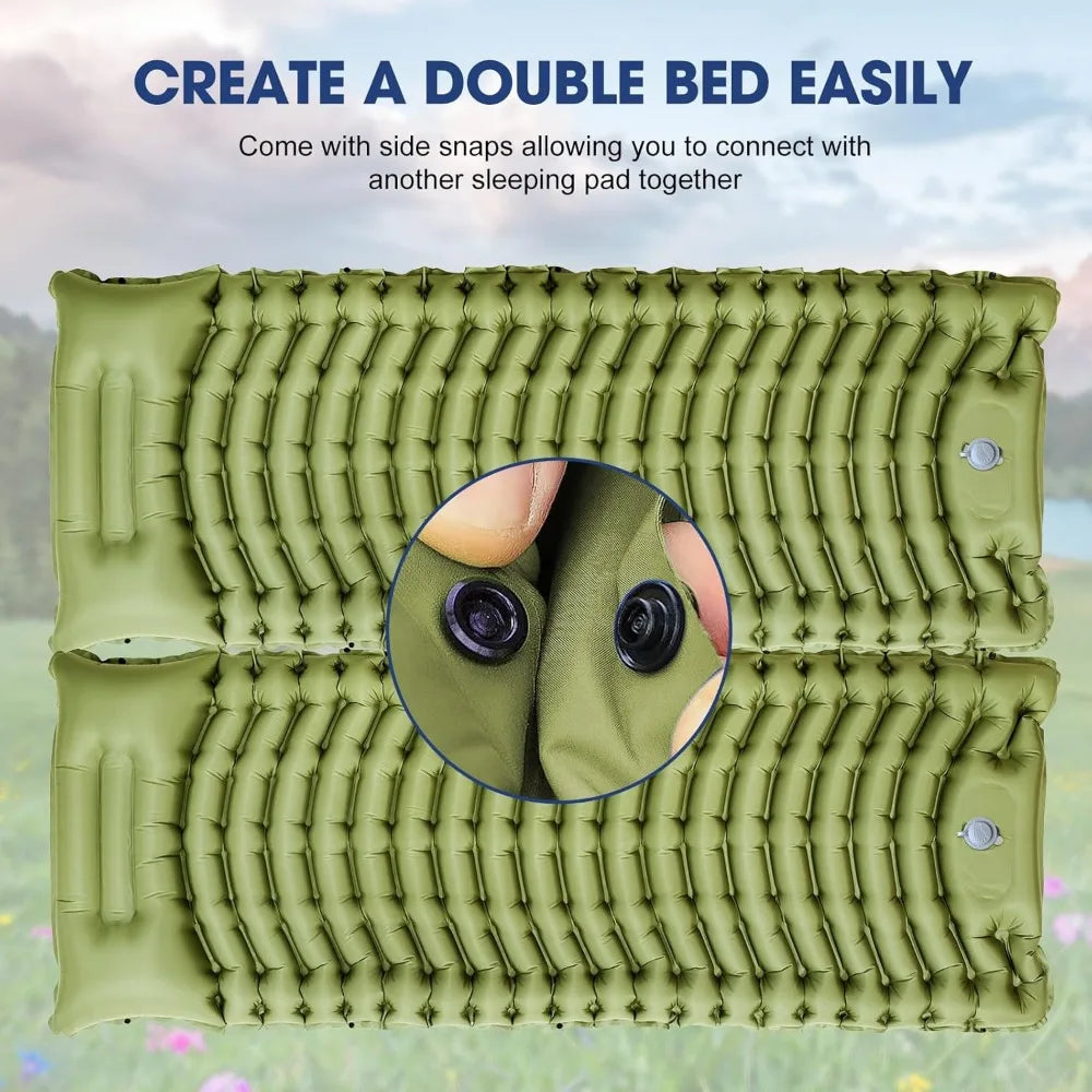 Ultralight Compact Inflatable Sleeping Pad with Pillow Foot Pump for Camping Backpacking Hiking
