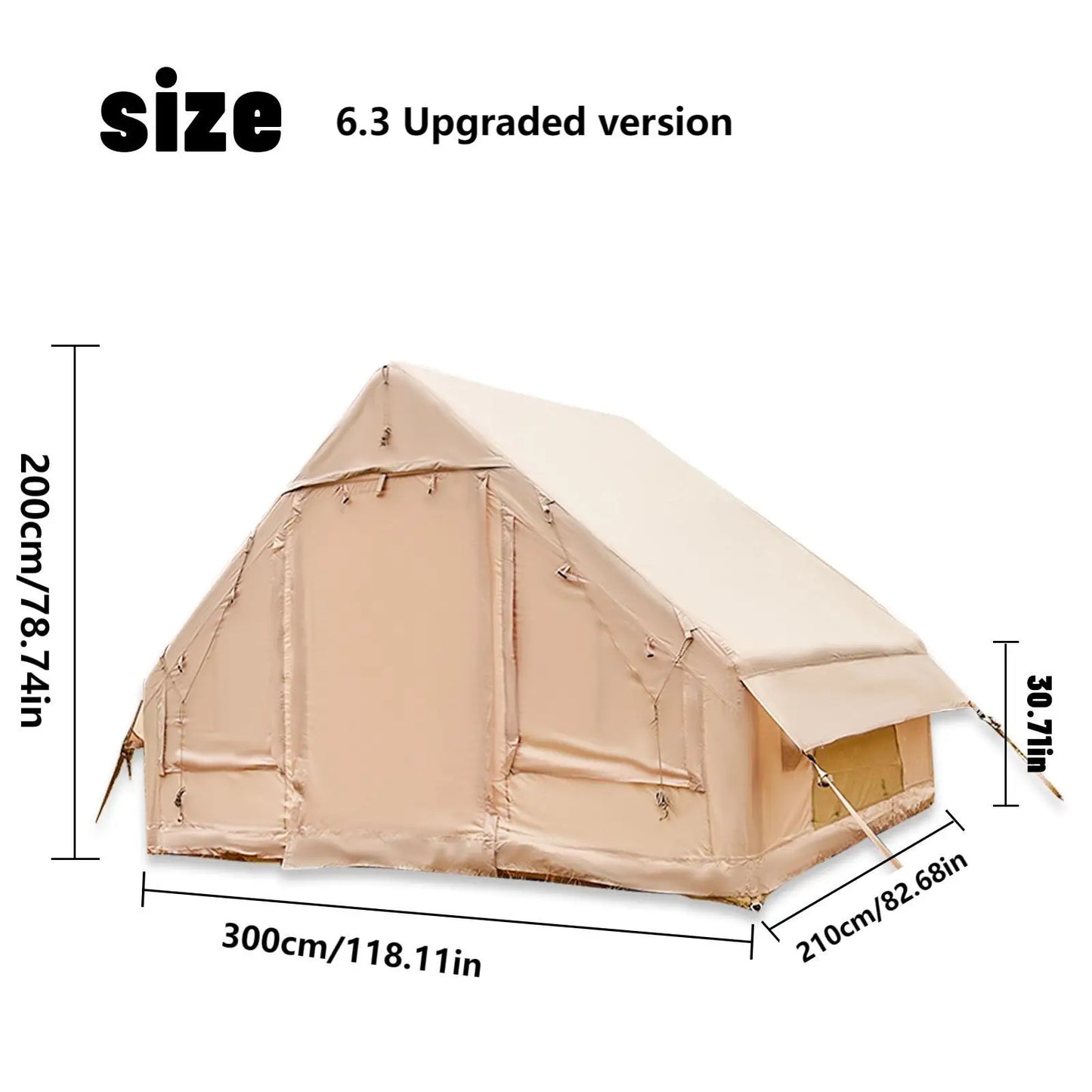 PAKICETUS Inflatable Tent With Skylight, Quick Setup Blow Up Tents With Pump, 4-6 PersonOutdoor Family Luxury Tent