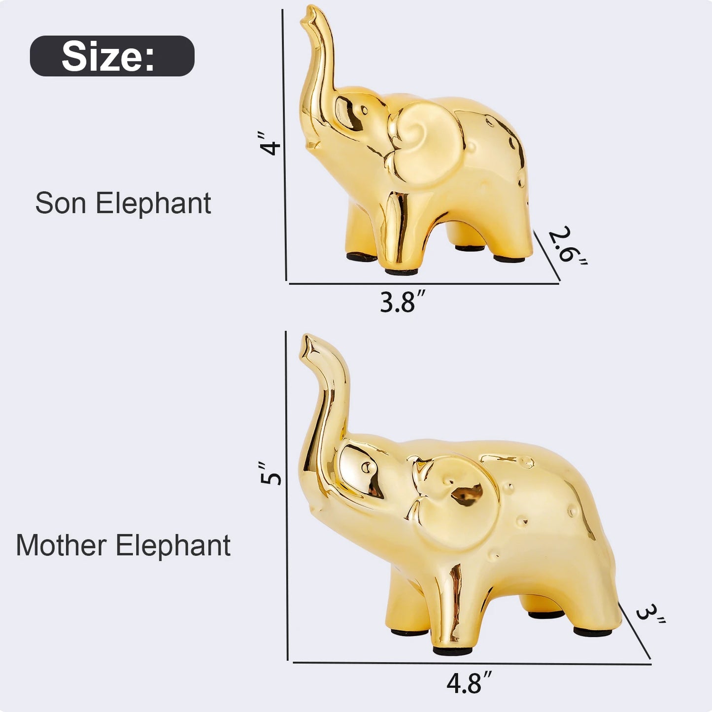 A Pair Elephant Statue Ceramic Animal Sculpture Craft Home Office Desktop Decor Wealth Lucky Statue Christmas Mother's Day gift