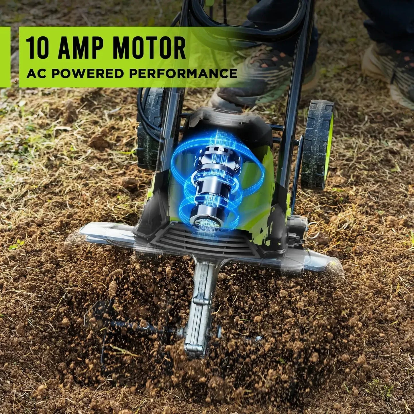 14-Inch Corded Electric Tiller,10-Amp Electric Tiller and Cultivator for Gardening, Lightweight Rototiller