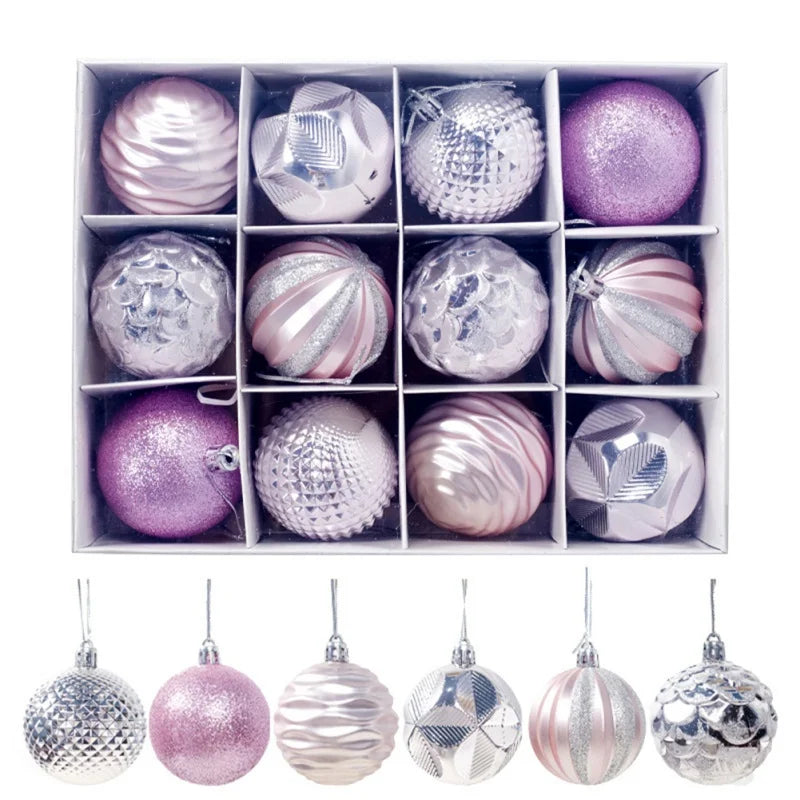 12pcs 6cm Assorted Christmas Ball Pendant Ball Ornament Set Seasonal Holiday Wedding Holiday Party Festival Decorations
