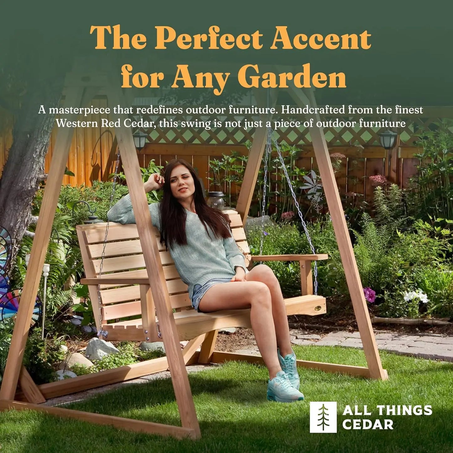 Wooden Porch Swing, Outdoor Patio Furniture, 4 Foot, Natural
