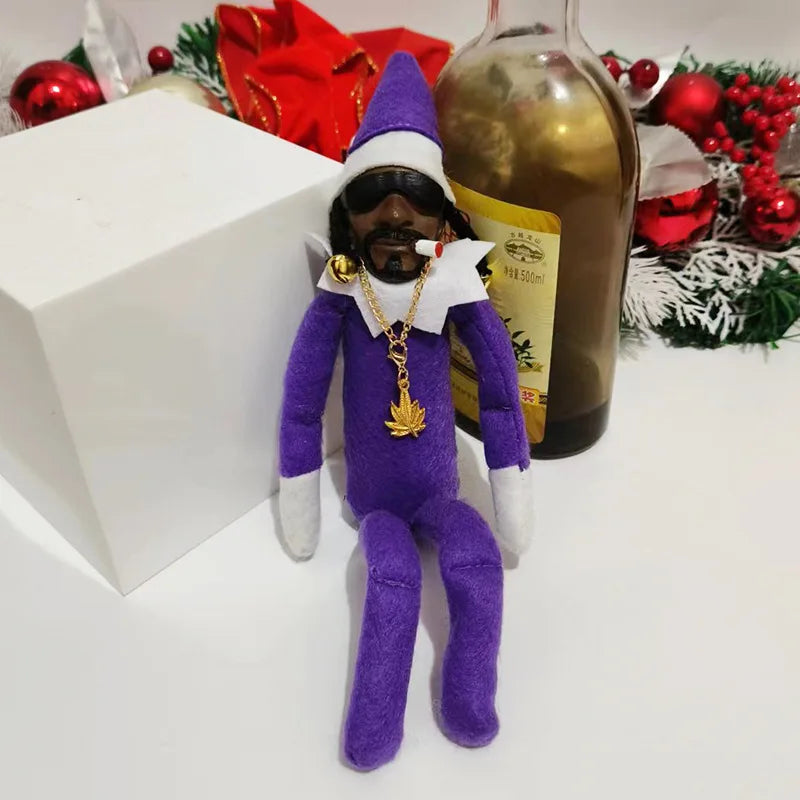 11.81inch Christmas Elf Doll with Snoop on a Stoop Christmas Trees Decoration Ornaments Hip Hop Lovers Christmas Elf Plush Toys
