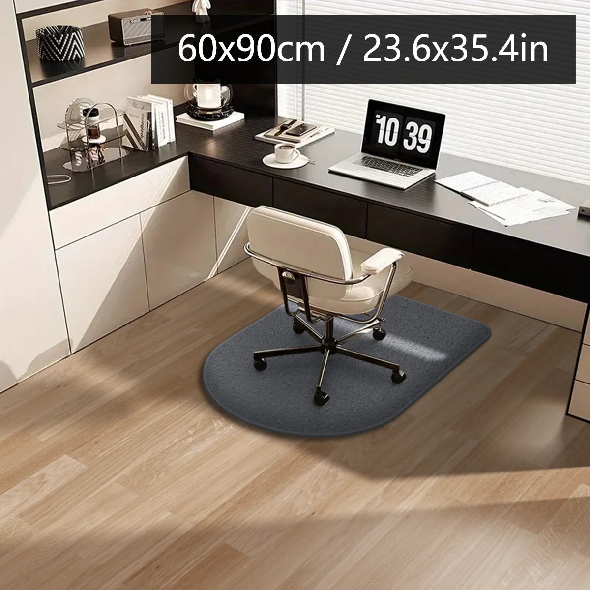 Solid color computer chair mat flannel floor mat thickened desk swivel chair arched carpet study soft dressing table foot mat