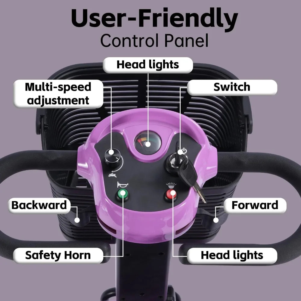 4 Wheel Mobility Scooter, Electric Scooter with Seat, Light weight Mobility Scooter
