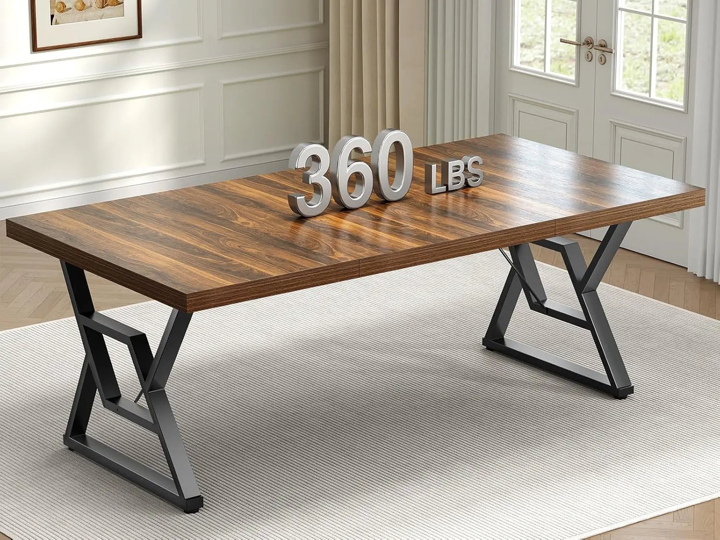 70.8" Large Executive Desk - Computer Office Desk Workstation, Modern Business Writing Table with Sturdy Metal Legs for Home Off