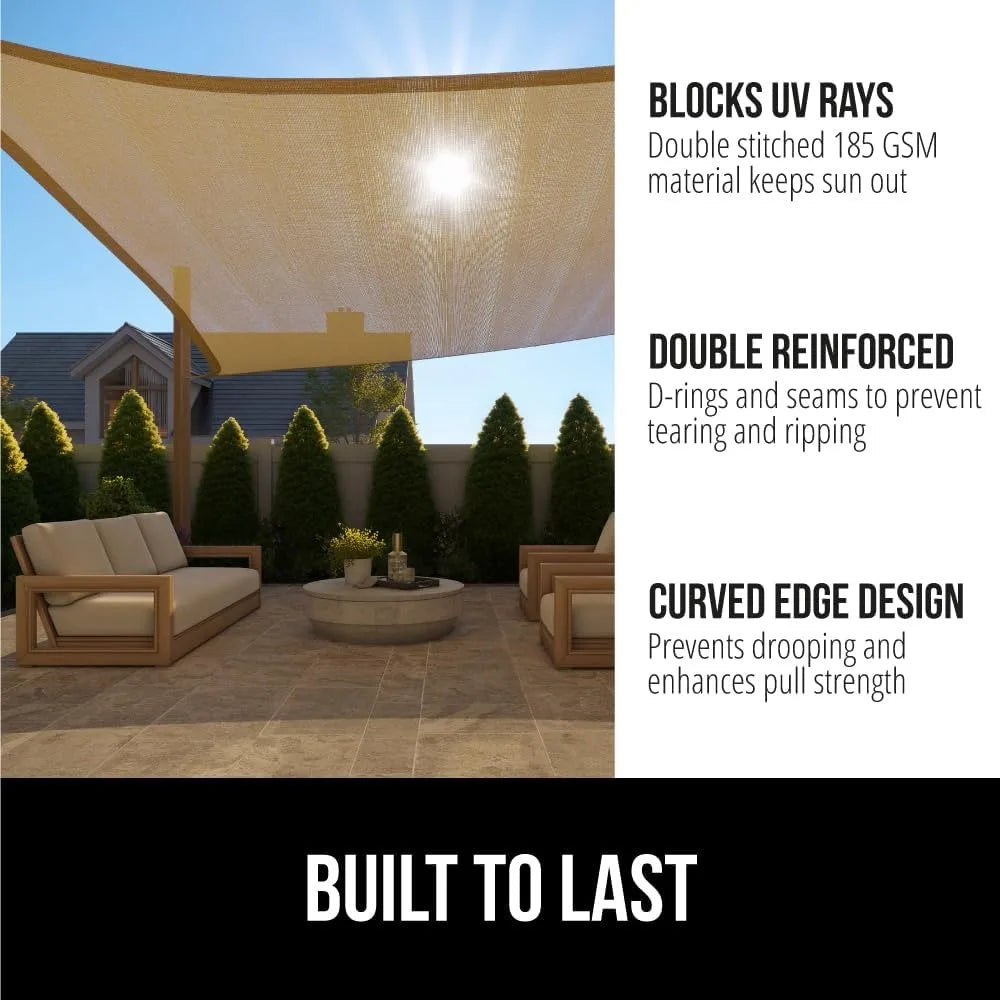 Heavy Duty UV Sun Shade Canopy Tear Rust Resistant Curved Edge Breathable Outdoor Patio Lawn 6x10 Sand