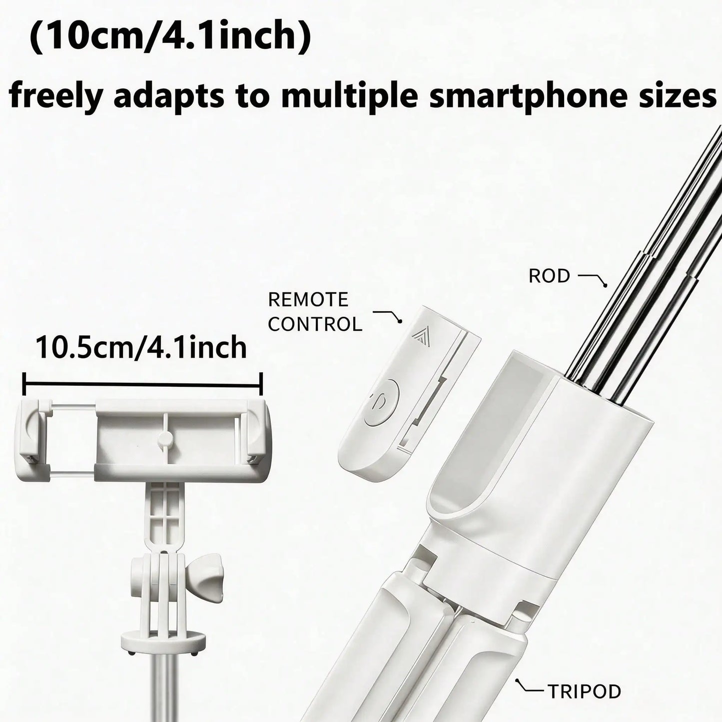 1pc White Cute Selfie Stick - Wireless Remote Control And Built-In Tripod, Remote Control, Phone Holder And Built-In Tripod(1PC)