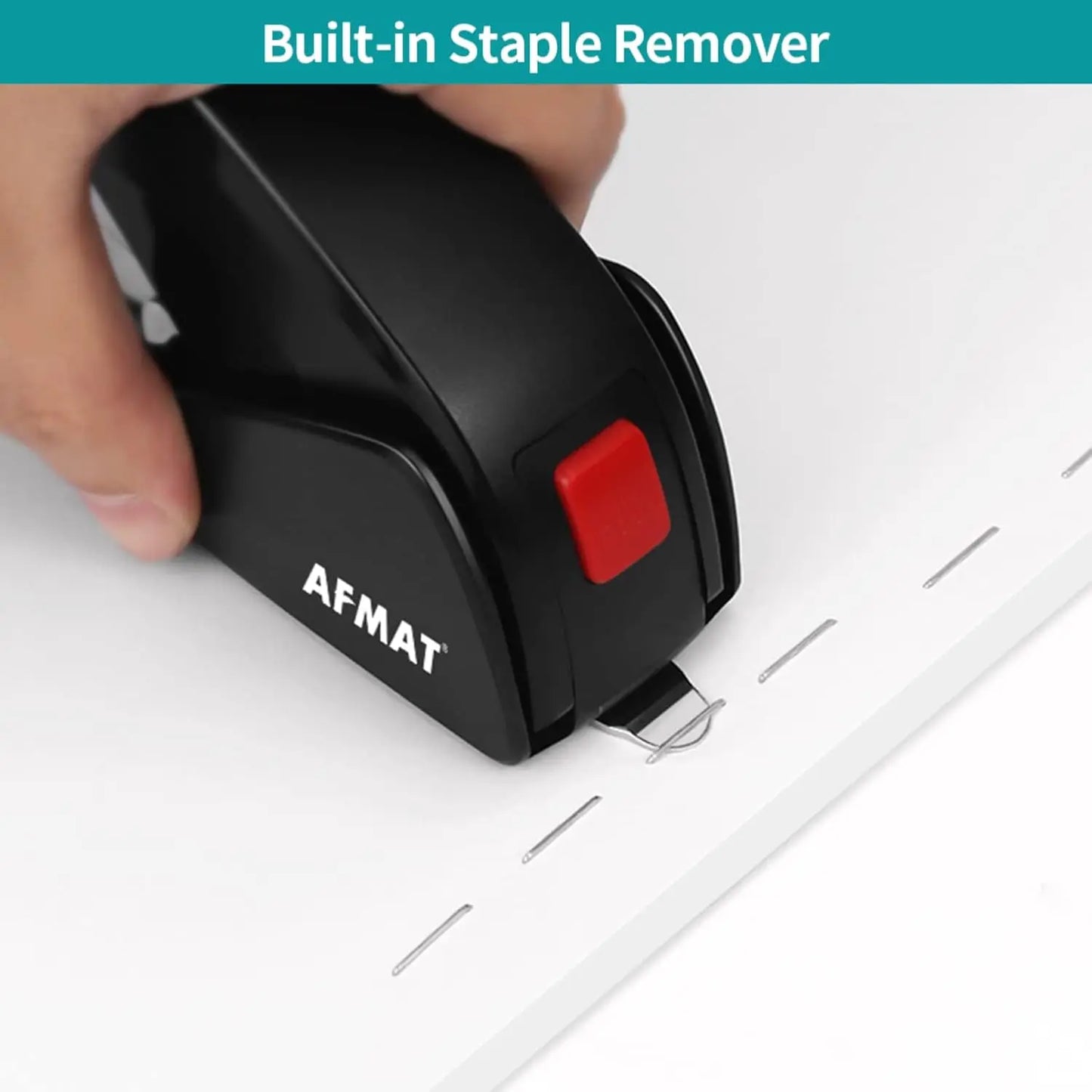 50-Sheet Effortless Stapler, One Finger Operation, Built-in Remover, Space-Saving for Home & Office