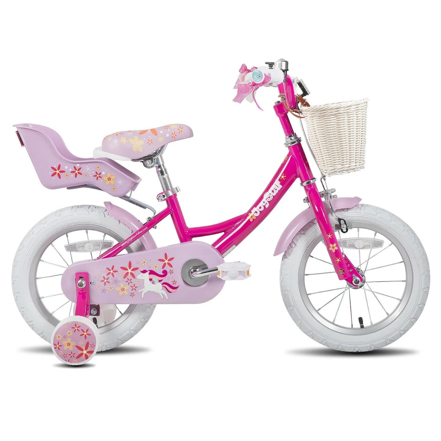 JOYSTAR Kids Bike for Girls Ages 2-9 Years Old, 12 14 16 18 Inch Kids Bike with Training Wheels, Doll Seat, Streamers and Basket