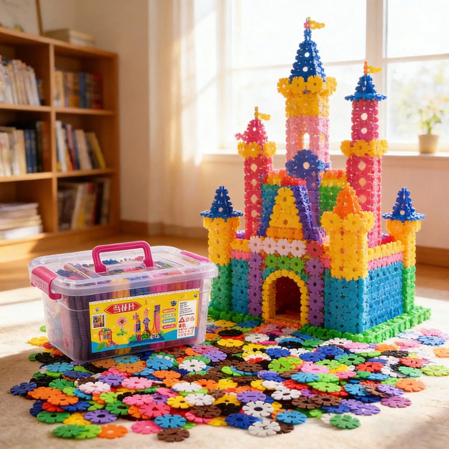 (50/100/200/300pcs) Snowflake Building Blocks Set - 3cm Creative Interlocking Bricks Toy, Comes With Instruction Guide, Can Make Christmas Tree & Santa Claus Decorations, STEM Educational Toy, Holiday & Birthday Gift, Suitabl
