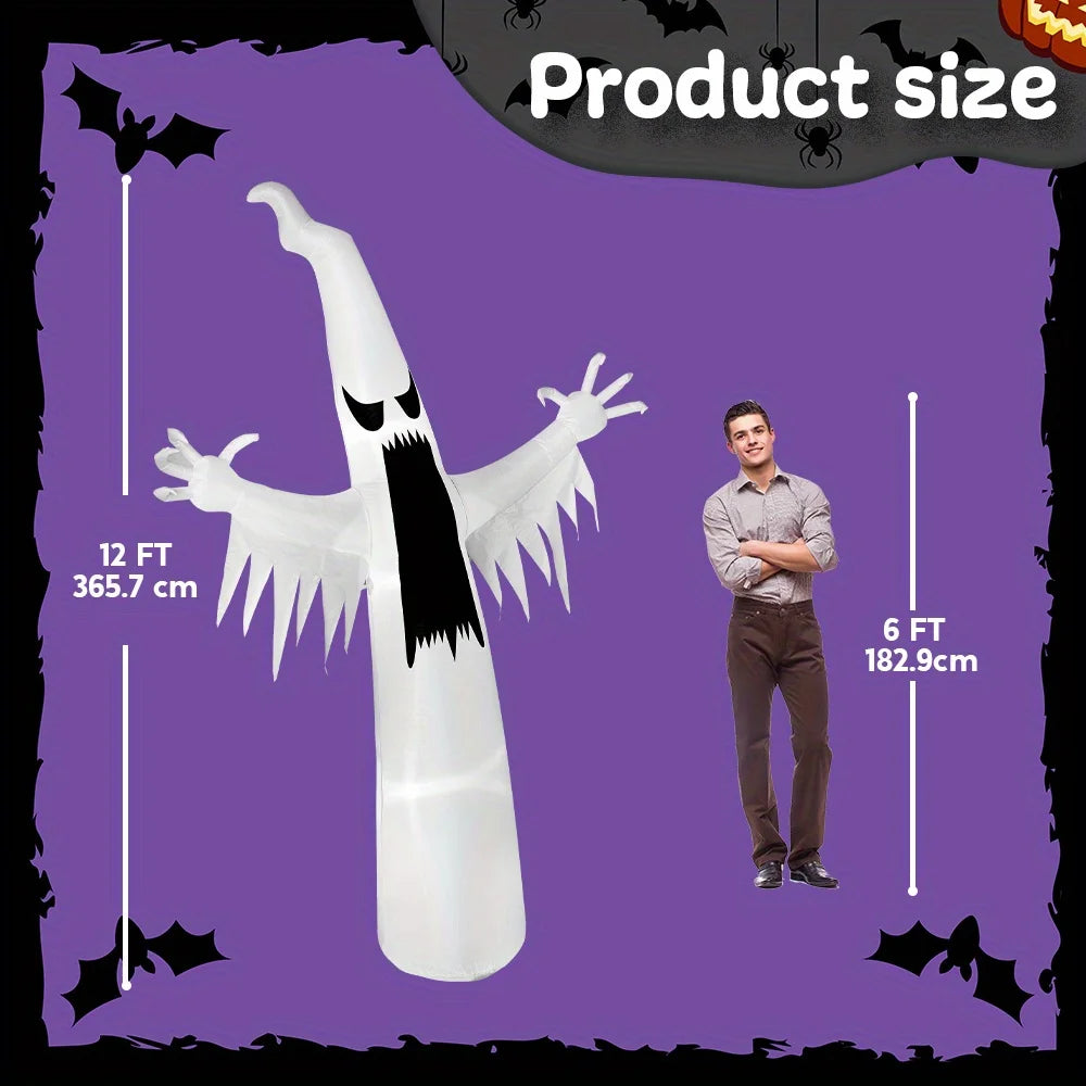 12 FT Scary Ghost Halloween Inflatables Outdoor Decorations  Halloween Decor, Inflatable Ghost Blow Ups for Yard with LEDs for Outside Yard Decorations