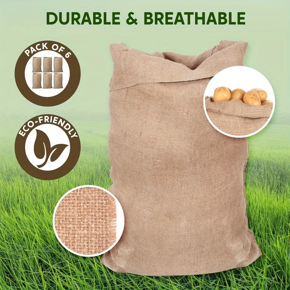 6 Pack Large Burlap Potato Sack Race Bags 39" x 25" Potato Sacks Racing Bags for Kids & Adults Family Reunion