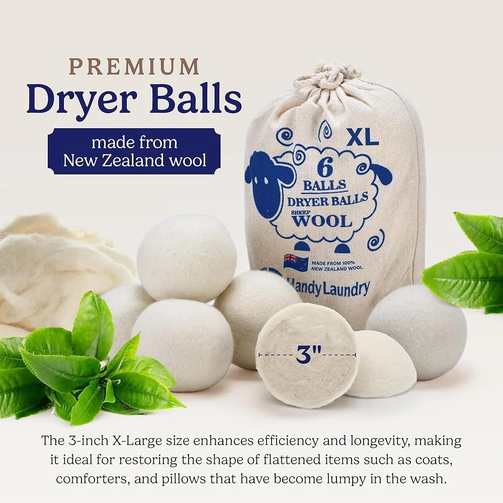 Natural Wool Dryer Balls Reusable Fabric Softener Reduces Wrinkles Saves Energy Shortens Drying Time Cuts Static Cling