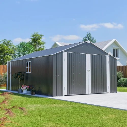 12x20 Ft Outdoor Metal Garage Shed for Secure Equipment Storage