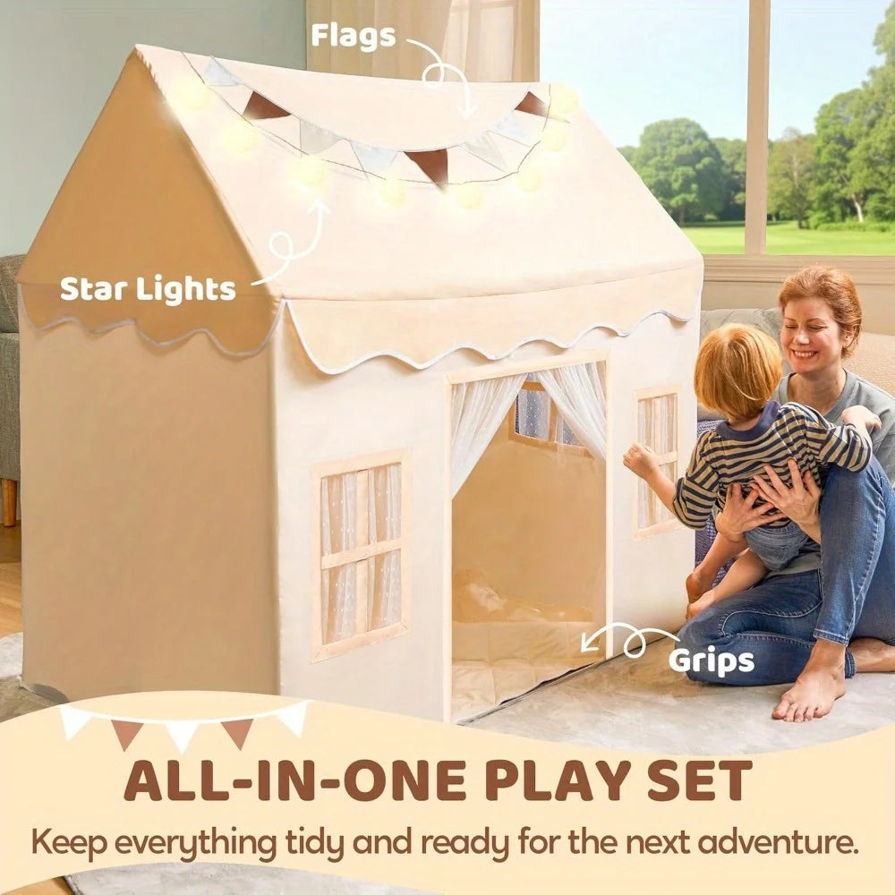 JOYFY Kids Play Tent Indoor Outdoor 51*35*52 Inch Tent with Blanket LED Light for Toddler Playhouse Ideal Private Space