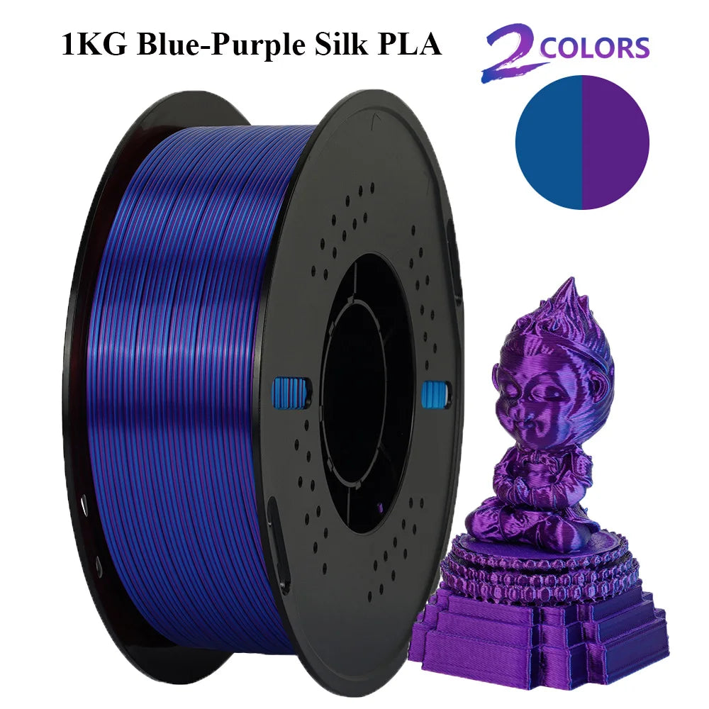 Multicolor Filament Bicolor Silk PLA 2Color for 3D Printing Plastic 3D Printer Materials 1.75mm Spool No Bubble High quailty