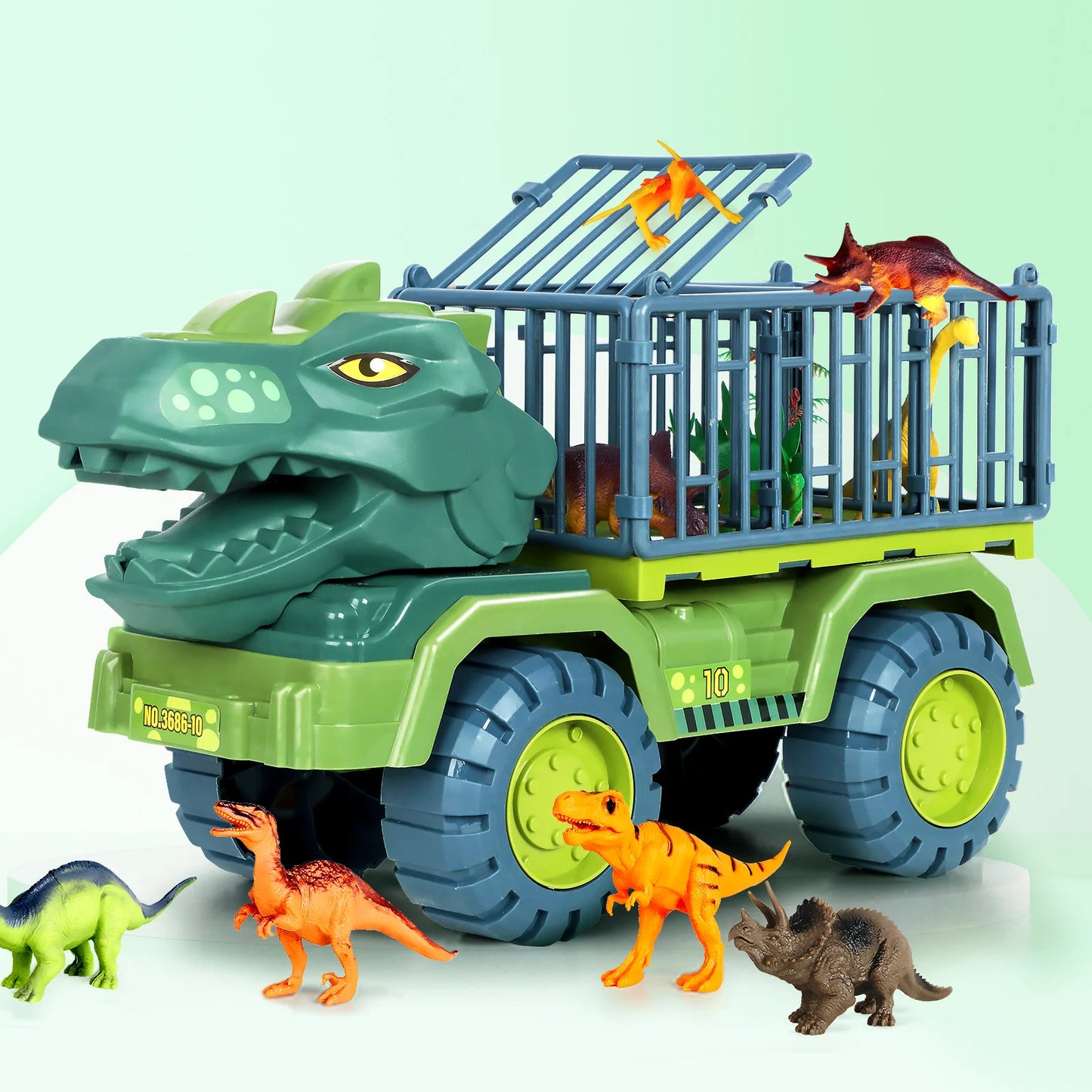 Super Large Inertia Sliding Dinosaur Construction Vehicle Transport Car Tyrannosaurus Rex Baby Crib Toy Set for Boys and Girls