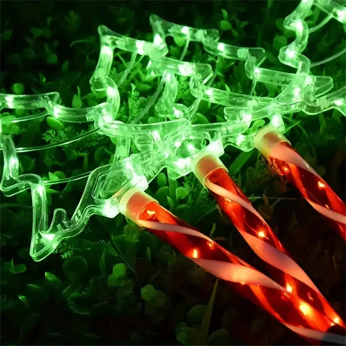 5PCS Solar Christmas Tree Ground Lights Holiday Decorative Lamps Outdoor Waterproof Floor Mounted Light String For Garden Party