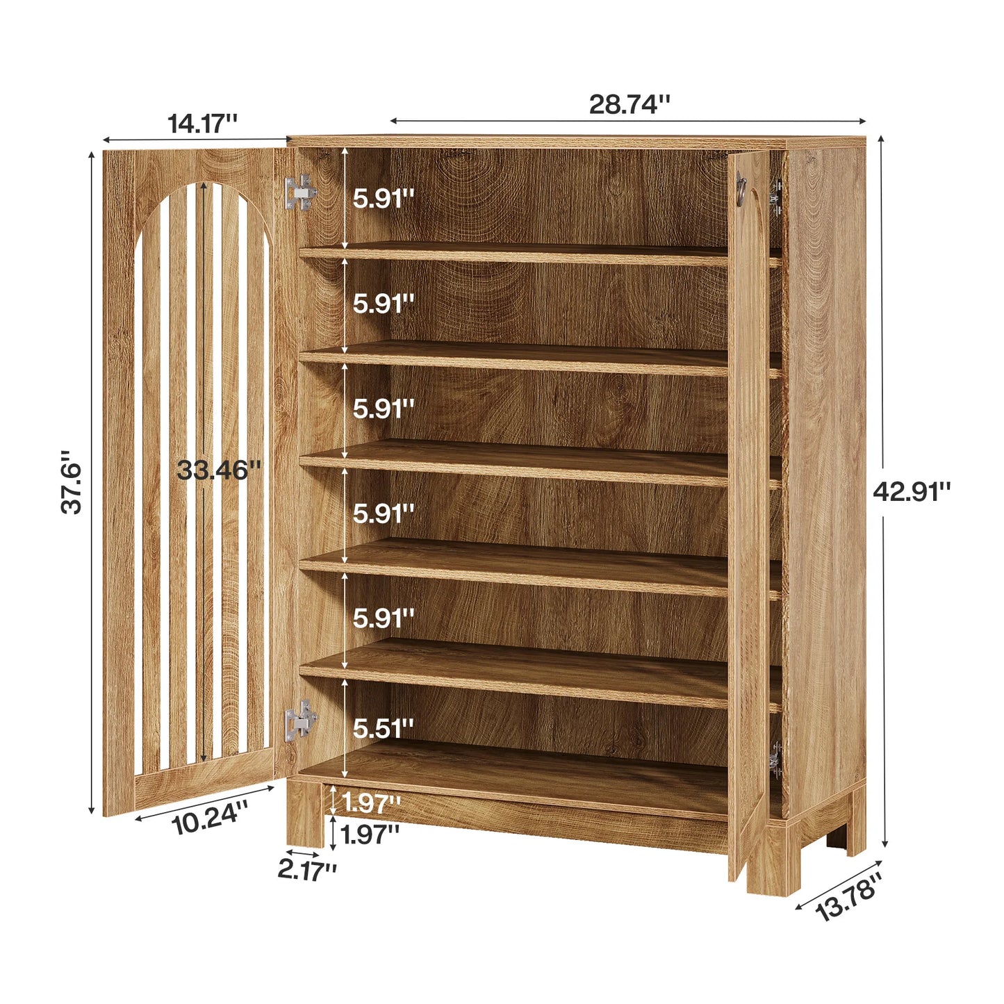 LITTLE TREE Shoe Cabinet with Shutter Doors, 6-Tier Shoe Storage Cabinet, Entryway Shoe Rack Organizer with Adjustable Shelves