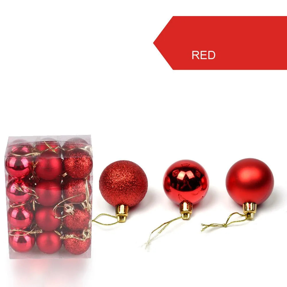 24Pcs Christmas Ball Christmas Tree Decoration Ornaments for Home Room Decor New Year Navidad Pendant Ball DIY Accessories
